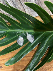 925 Sterling Silver Leaf Shape Hook Earrings - Balinese Style Earrings