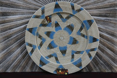 NEW Bali Woven Rattan Platter with Motif - Balinese Woven Rattan Wall Art 50cm