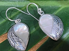 925 Sterling Silver Leaf Shape Hook Earrings - Balinese Style Earrings