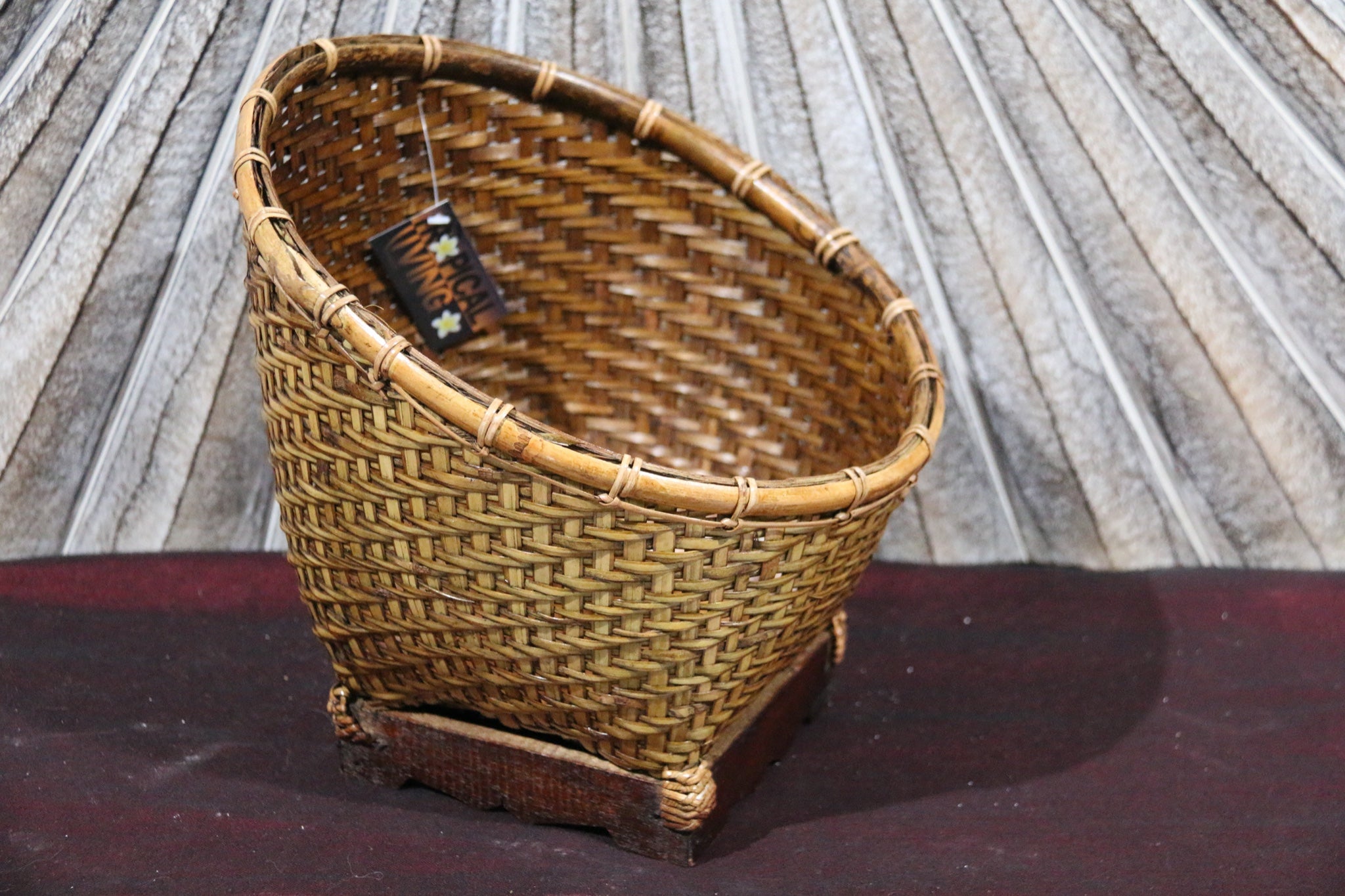 NEW BALINESE HAND WOVEN BAMBOO OPEN BASKET Small