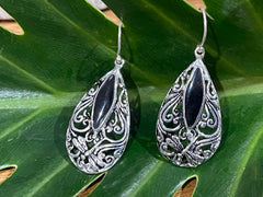 925 Sterling Silver Tear Drop Hook Earrings - Balinese Style Earrings