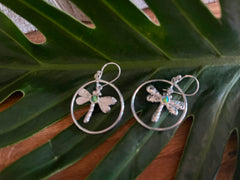 925 Sterling Silver Dragonfly Hook Earrings - Balinese Style Earrings