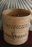 NEW BALINESE HAND WOVEN RATTAN OPEN BASKET WITH PLAIT WEAVE