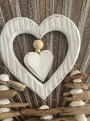 NEW Balinese Hand Crafted Wood Heart Hanger / Mobile - Love Heart Hanging Decor