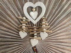 NEW Balinese Hand Crafted Wood Heart Hanger / Mobile - Love Heart Hanging Decor