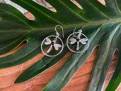 925 Sterling Silver Dragonfly Hook Earrings - Balinese Style Earrings