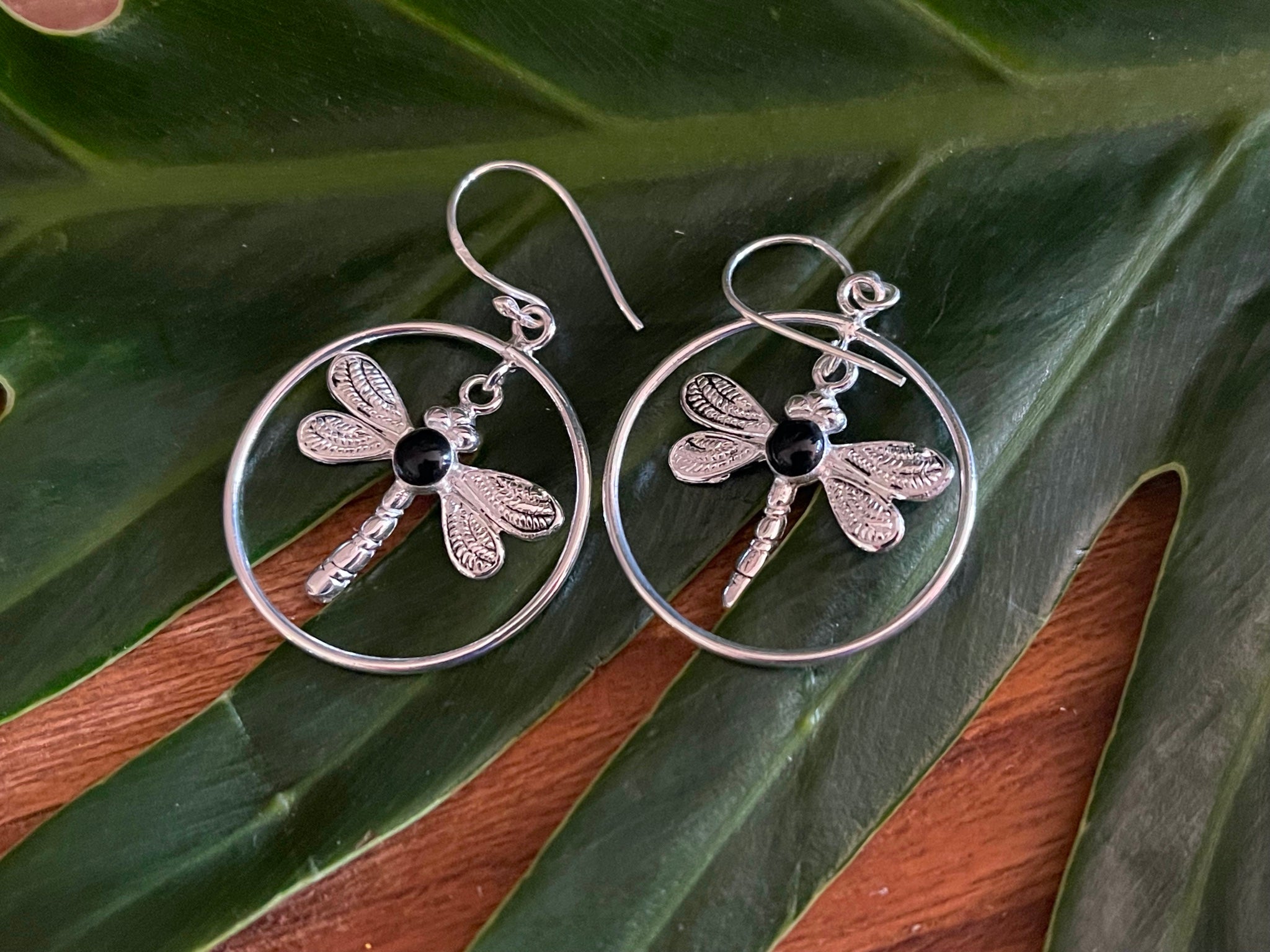 925 Sterling Silver Dragonfly Hook Earrings - Balinese Style Earrings