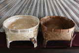 NEW BALINESE HAND WOVEN CANE OPEN BASKET ON LEGS - Large