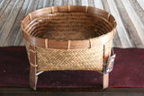NEW BALINESE HAND WOVEN CANE OPEN BASKET ON LEGS - Large