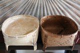 NEW BALINESE HAND WOVEN CANE OPEN BASKET ON LEGS - X Large