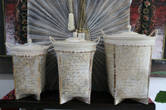 NEW BALINESE HAND WOVEN BAMBOO / RATTAN LAUNDRY BASKET WITH LID