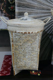 NEW BALINESE HAND WOVEN BAMBOO / RATTAN LAUNDRY BASKET WITH LID