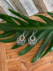 925 Sterling Silver Tear Drop Hook Earrings - Balinese Style Earrings