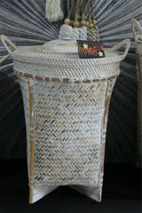 NEW BALINESE HAND WOVEN BAMBOO / RATTAN LAUNDRY BASKET WITH LID