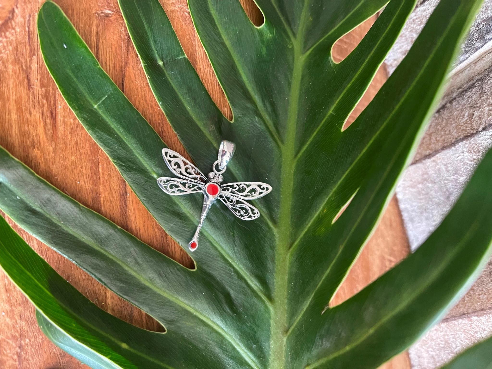 925 Sterling Silver Dragonfly Pendant - Balinese Style Jewellery - Pendant ONLY