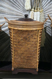 NEW BALINESE HAND WOVEN BAMBOO / RATTAN LAUNDRY BASKET WITH LID