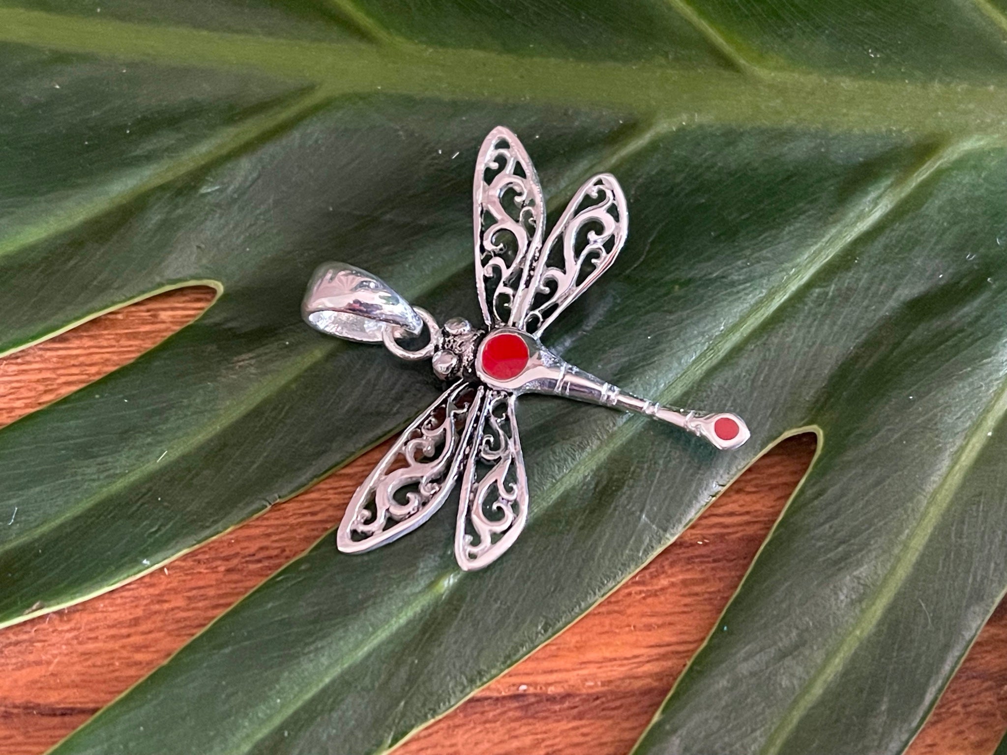 925 Sterling Silver Dragonfly Pendant - Balinese Style Jewellery - Pendant ONLY