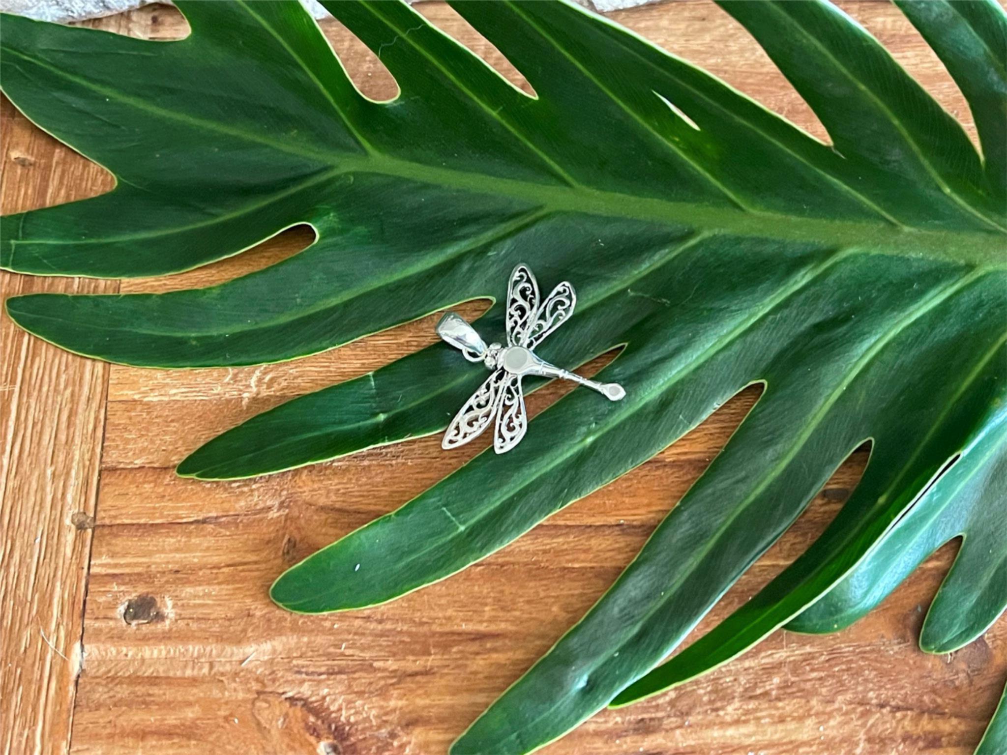 925 Sterling Silver Dragonfly Pendant - Balinese Style Jewellery - Pendant ONLY