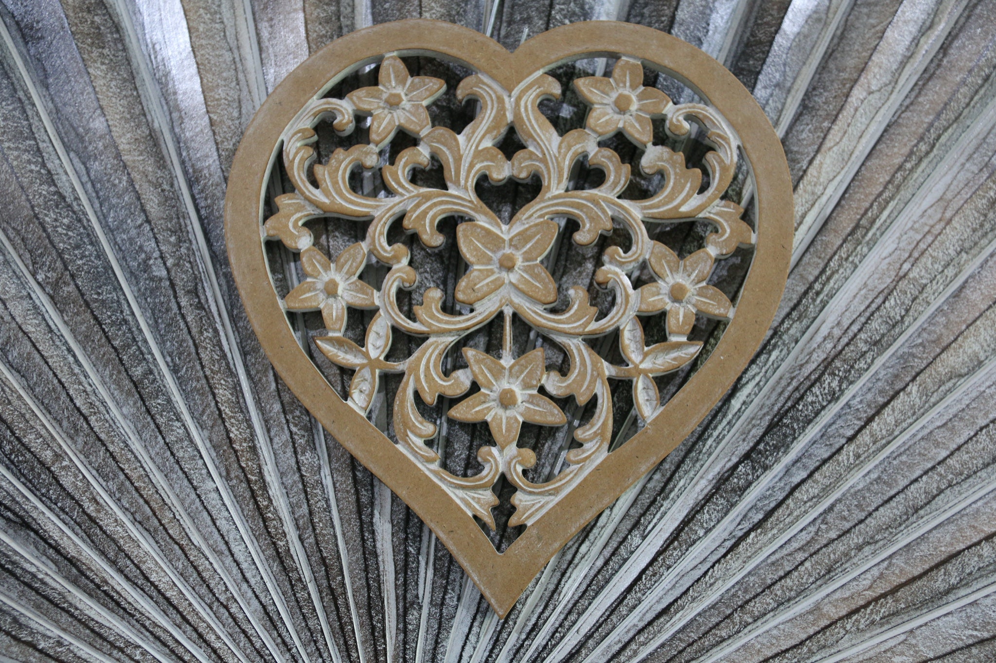 Balinese Hand Carved MDF Mandala Love Heart Wall Panel 6 Colours!!