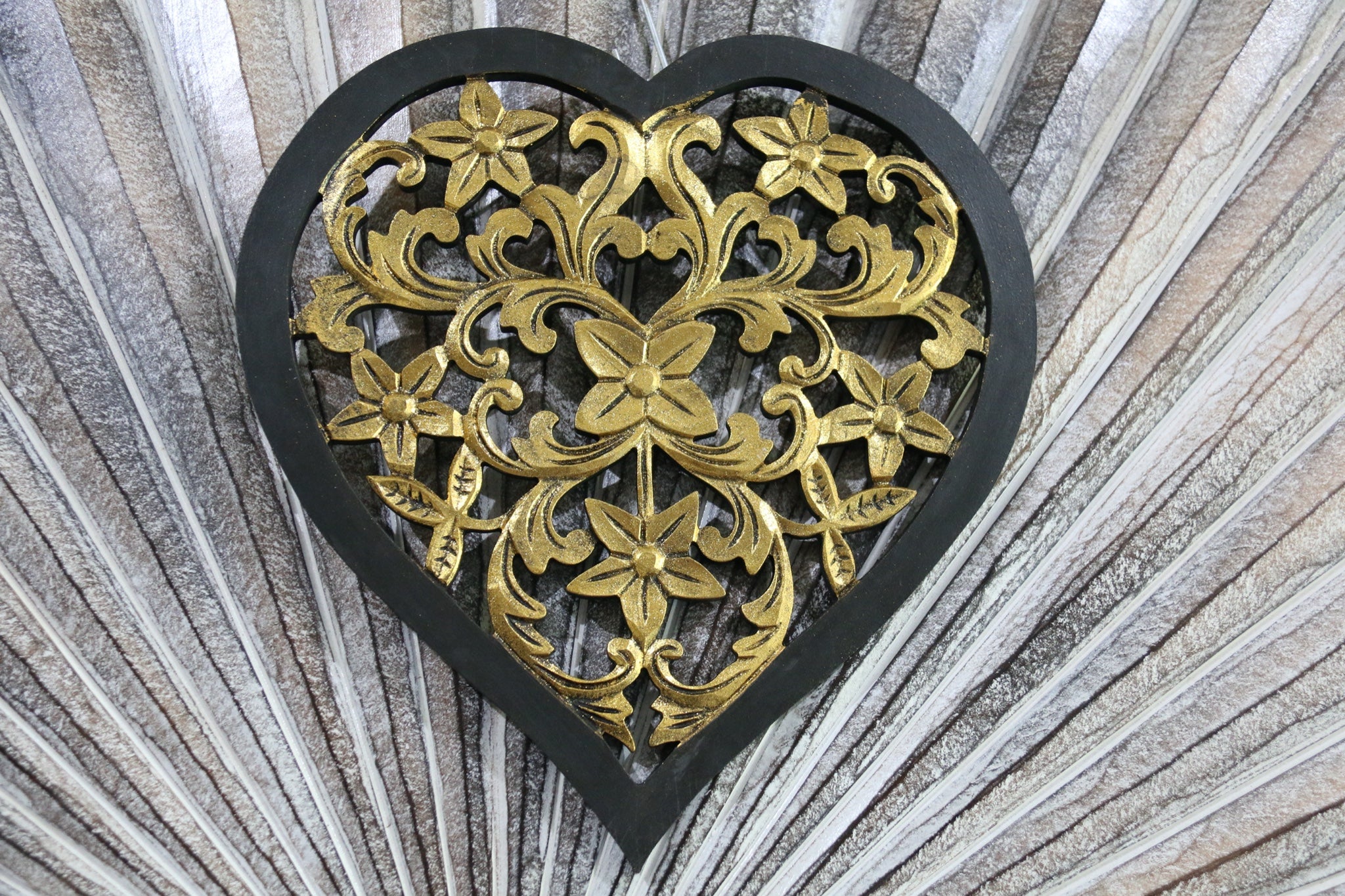 Balinese Hand Carved MDF Mandala Love Heart Wall Panel 6 Colours!!