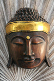 NEW Balinese Hand Carved Wooden Buddha Mask - 25cm