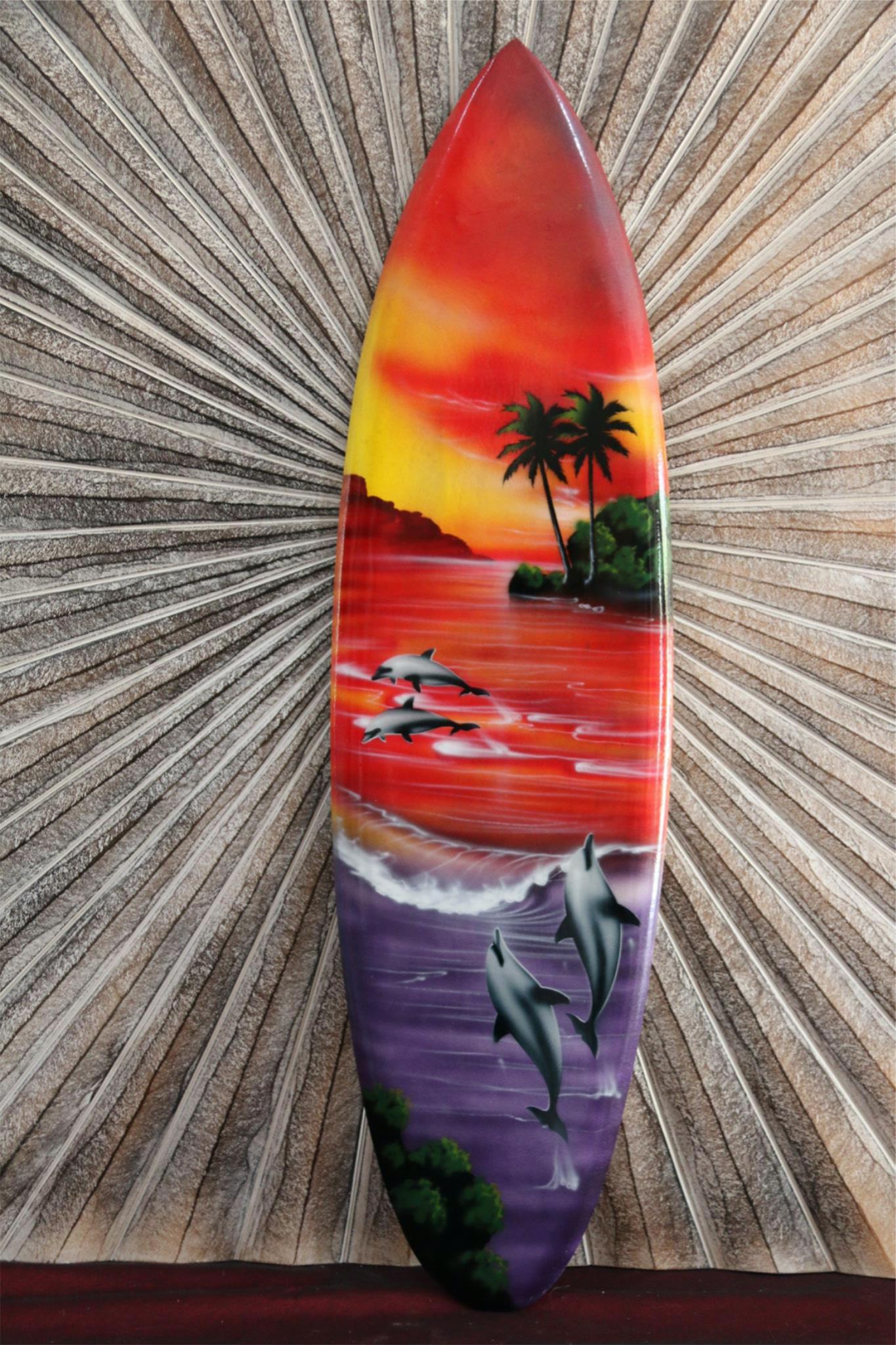 NEW Bali Handmade Air Brushed Surfboard Wall Decor 80cm - Bali Surfboard Art