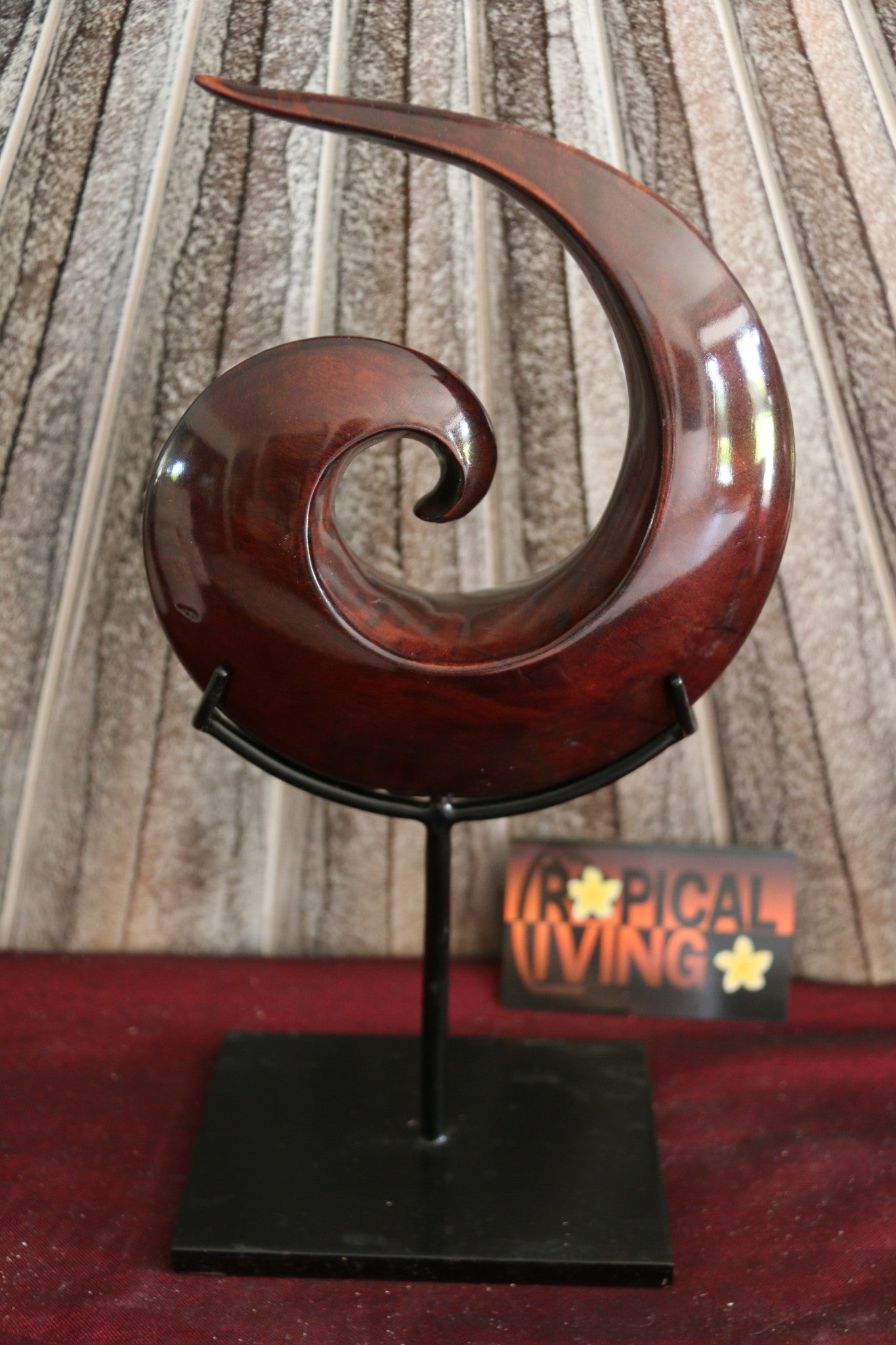Koru Railing Wood Carved New Zealand Koru on Metal Stand - AMAZING piece – Tropical ...
