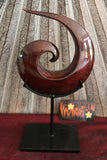 Wood Carved New Zealand Koru on Metal Stand - AMAZING piece