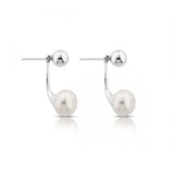 925 Sterling Silver Double Pearl Earrings - Balinese Style Earrings