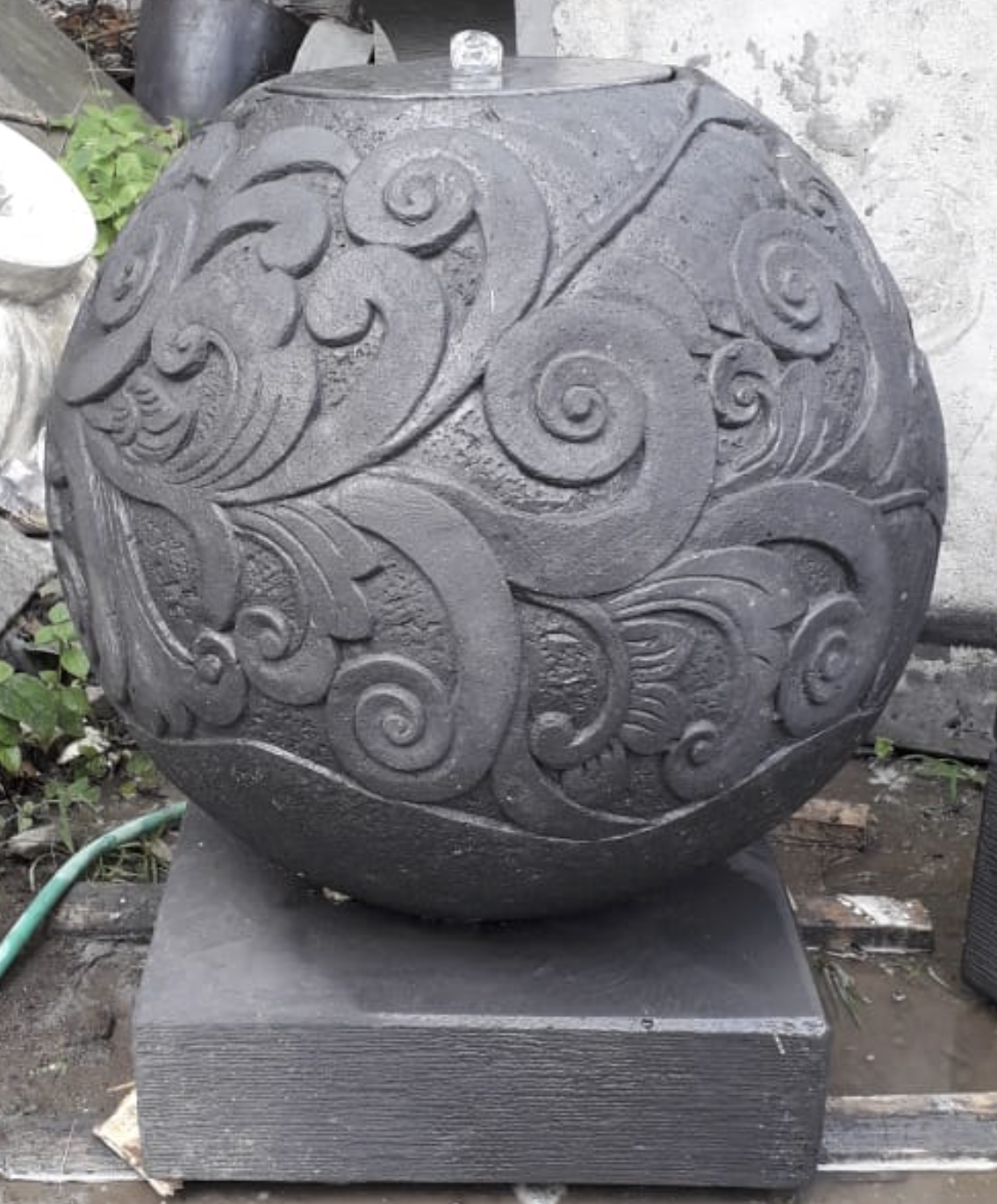 NEW Balinese Carved Sphere Water Feature - Bali Ball Water Feature AMAZING Sound