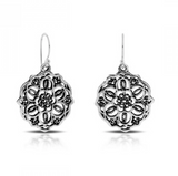925 Sterling Silver Mandala Hook Earrings - Balinese Style Earrings