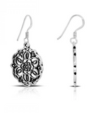 925 Sterling Silver Mandala Hook Earrings - Balinese Style Earrings