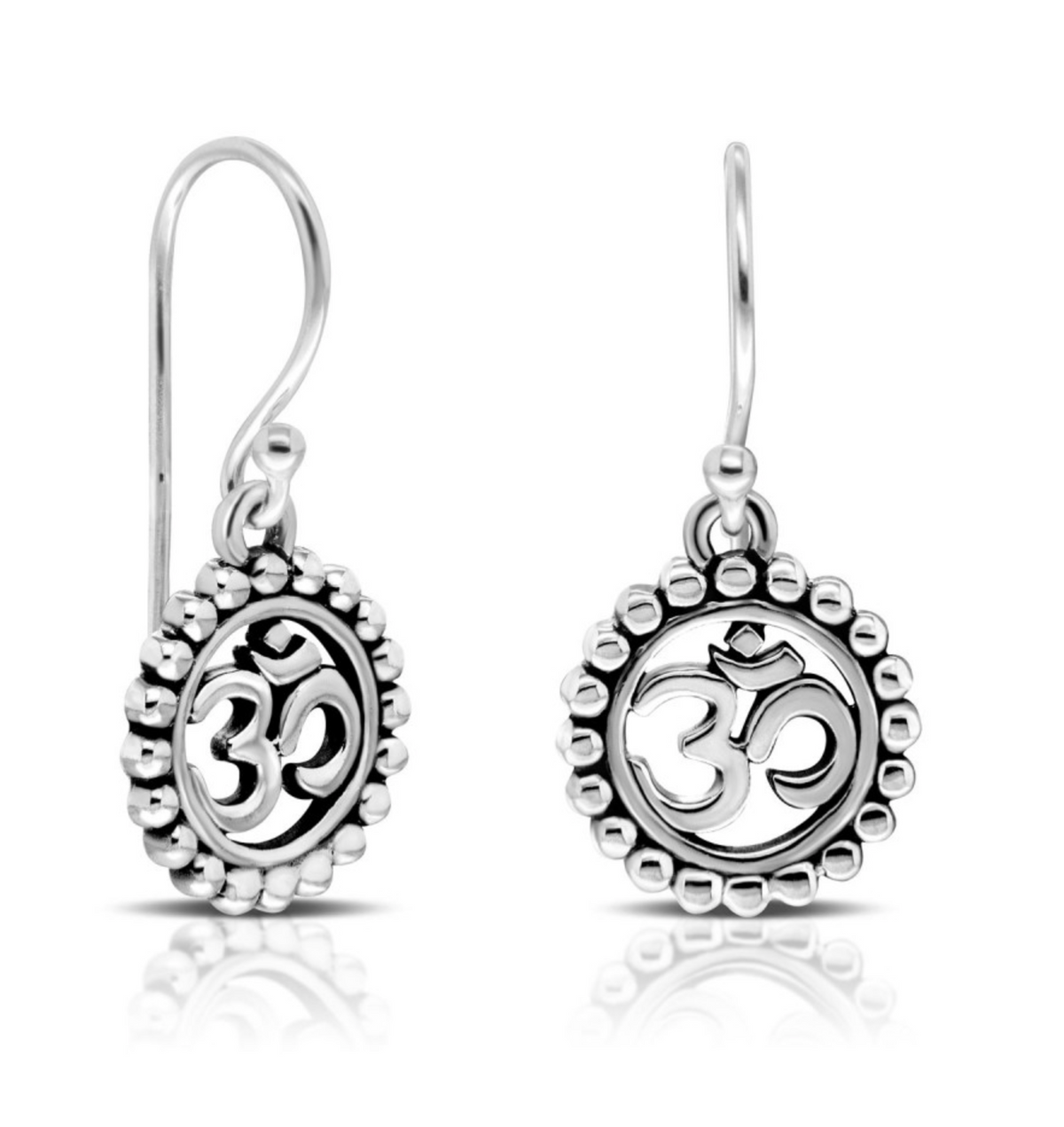 925 Sterling Silver Om Hook Earrings - Balinese Style Earrings