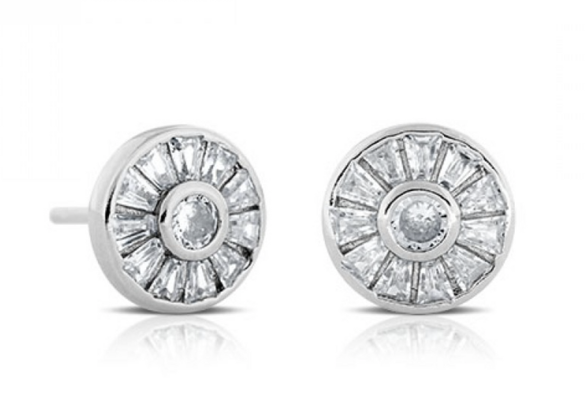 925 Sterling Silver/Zircon Stud Earrings - Balinese Style Earrings