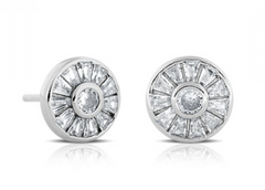 925 Sterling Silver/Zircon Stud Earrings - Balinese Style Earrings