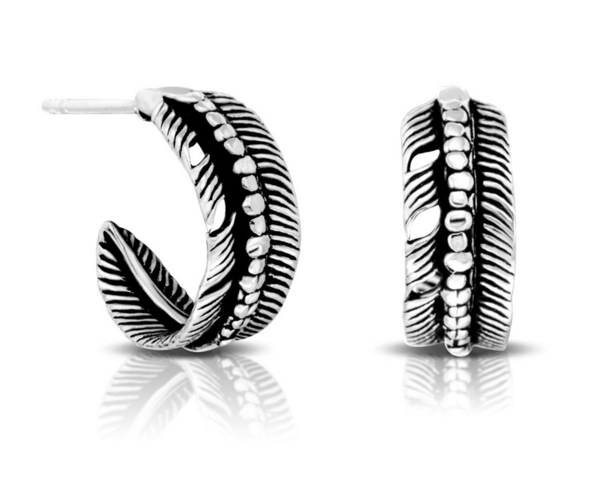 925 Sterling Silver Fern Stud Earrings - Balinese Style Earrings